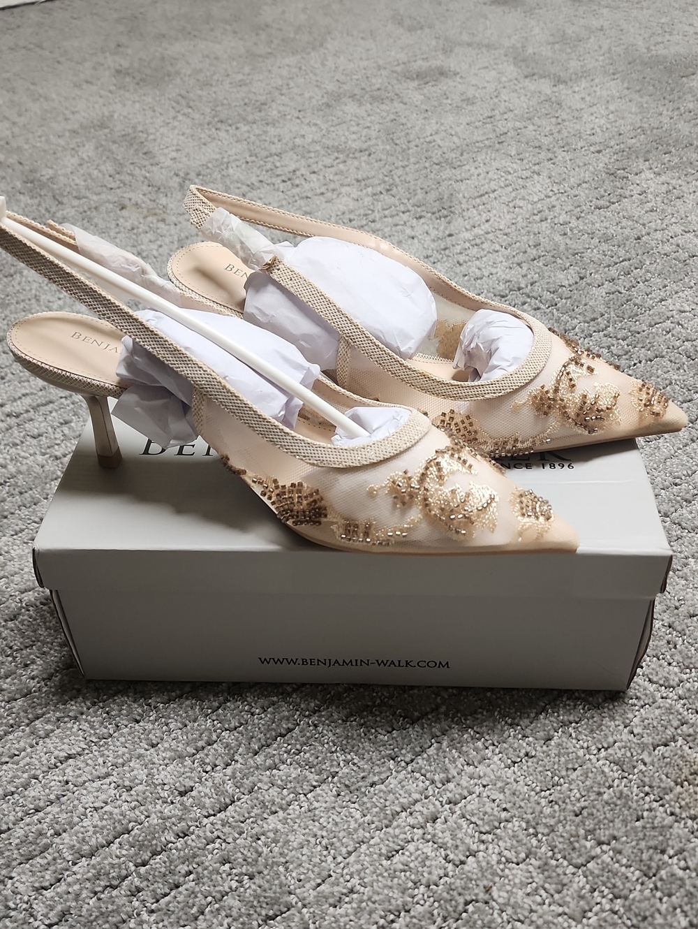 Benjamin Walk Embellished Beige Slingback Heels